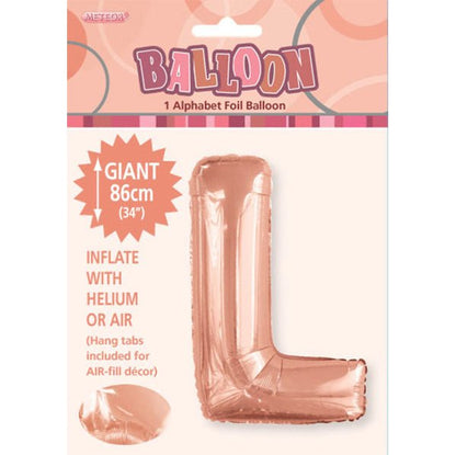 Rose Gold "L" Letter Foil Balloon (86cm) - The Party Marketplace