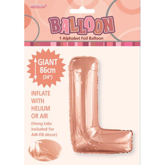 Rose Gold "L" Letter Foil Balloon (86cm) - The Party Marketplace