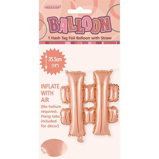 Rose Gold "#" Letter Foil Balloon (35cm) - The Party Marketplace