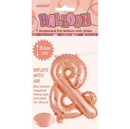 Rose Gold "&" Letter Foil Balloon (35cm) - The Party Marketplace