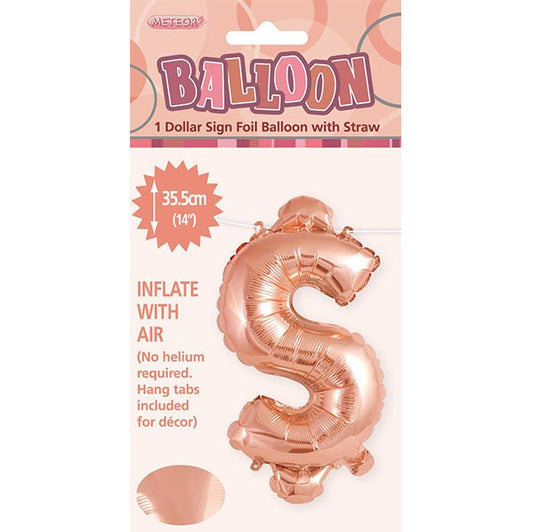 Rose Gold "$" Letter Foil Balloon (35cm) - The Party Marketplace