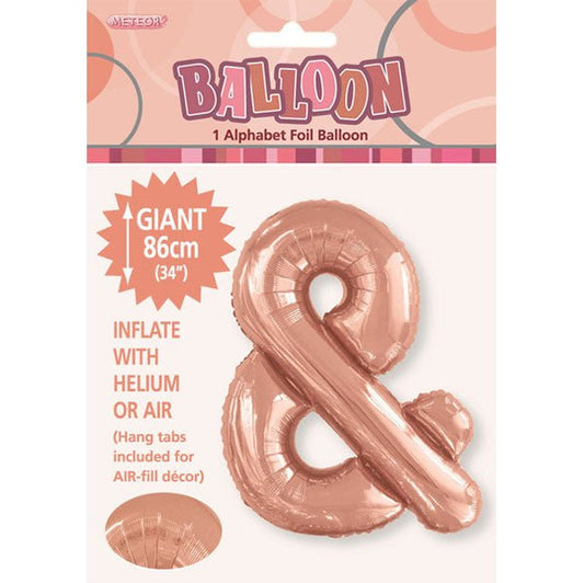 Rose Gold "&" Letter Foil Balloon (86cm) - The Party Marketplace