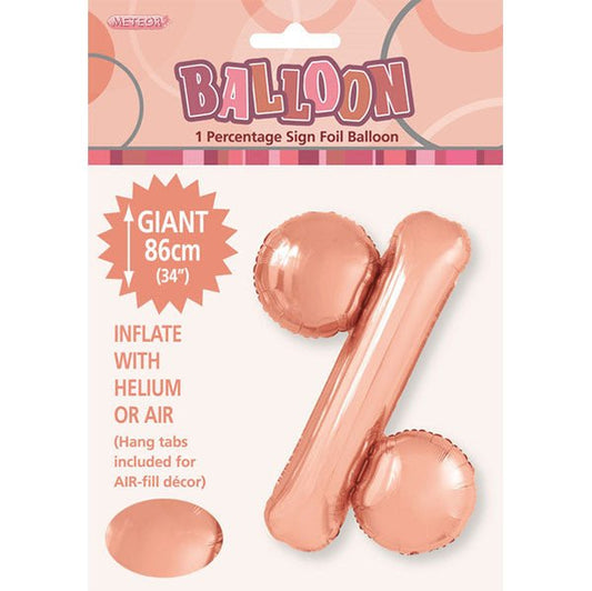Rose Gold "%" Letter Foil Balloon (86cm) - The Party Marketplace
