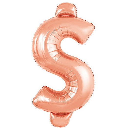 Rose Gold "$" Letter Foil Balloon (86cm) - The Party Marketplace