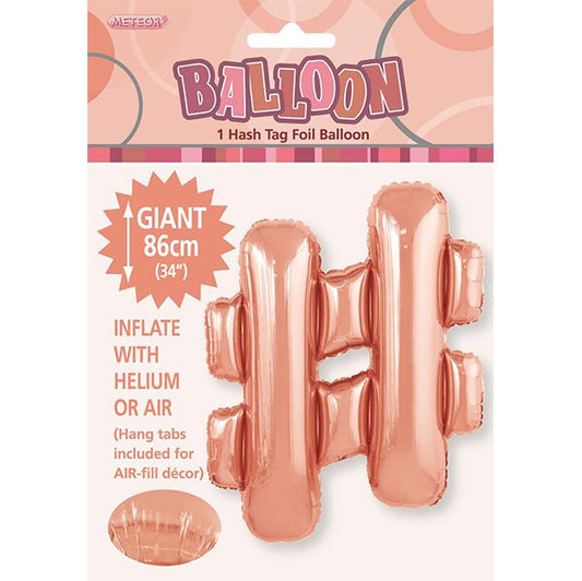 Rose Gold "#" Letter Foil Balloon (86cm) - The Party Marketplace