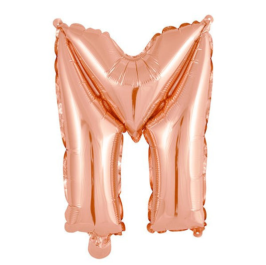 Rose Gold "M" Letter Foil Balloon (35cm) - The Party Marketplace