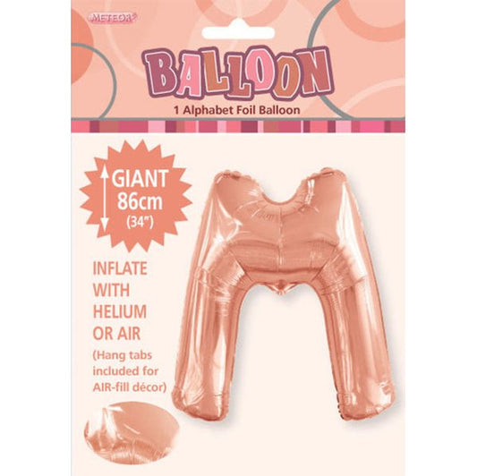 Rose Gold "M" Letter Foil Balloon (86cm) - The Party Marketplace