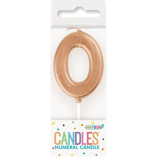 Rose Gold Mini Numeral Pick Candle - 0 - The Party Marketplace