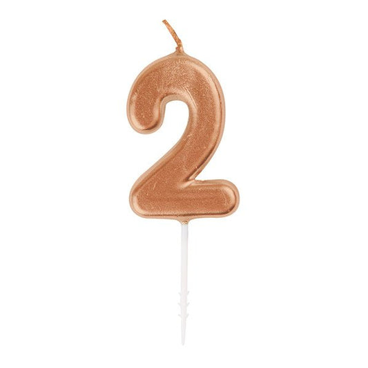 Rose Gold Mini Numeral Pick Candle - 2 - The Party Marketplace