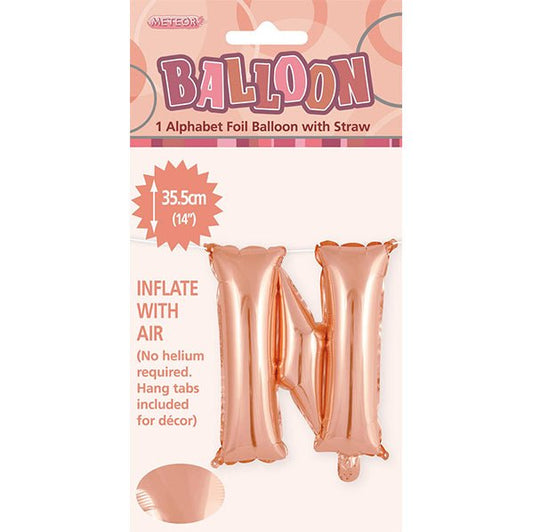 Rose Gold "N" Letter Foil Balloon (35cm) - The Party Marketplace