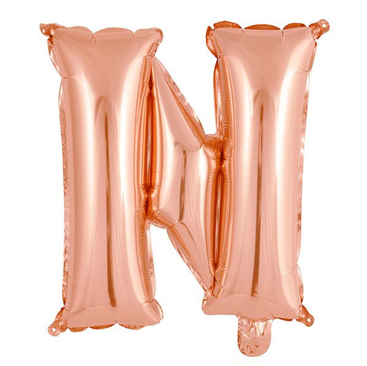 Rose Gold "N" Letter Foil Balloon (35cm) - The Party Marketplace
