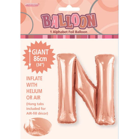 Rose Gold "N" Letter Foil Balloon (86cm) - The Party Marketplace