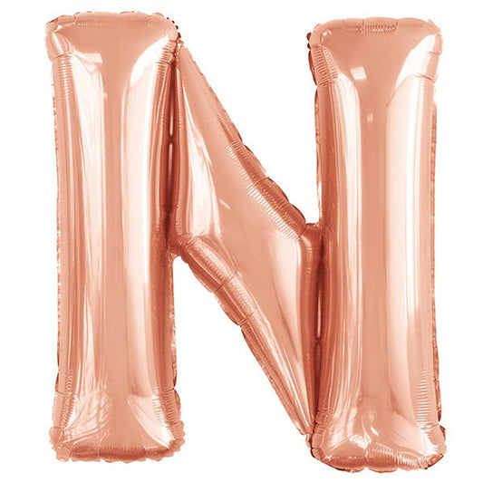 Rose Gold "N" Letter Foil Balloon (86cm) - The Party Marketplace