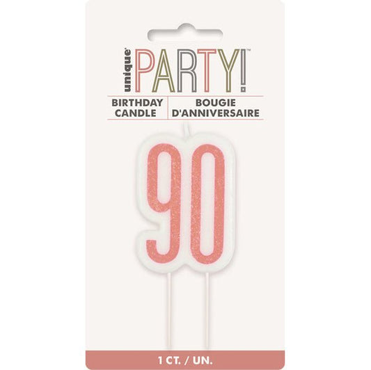 Rose Gold Numeral Pick Candle - 90 - The Party Marketplace