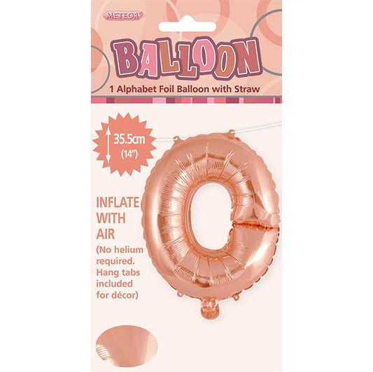 Rose Gold "O" Letter Foil Balloon (35cm) - The Party Marketplace
