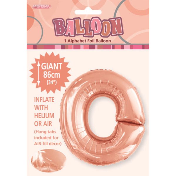 Rose Gold "O" Letter Foil Balloon (86cm) - The Party Marketplace