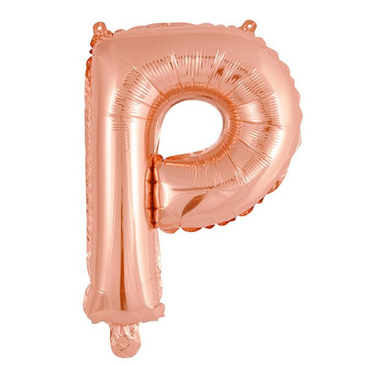 Rose Gold "P" Letter Foil Balloon (35cm) - The Party Marketplace
