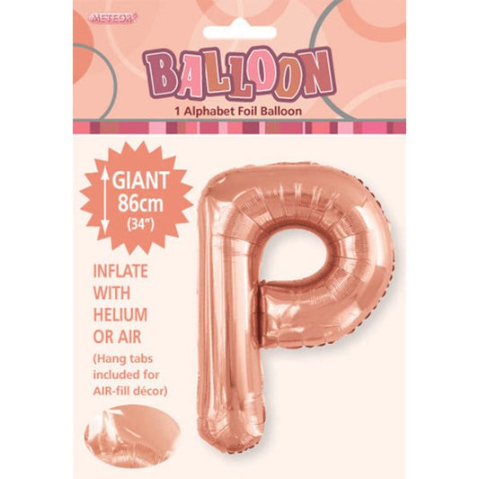 Rose Gold "P" Letter Foil Balloon (86cm) - The Party Marketplace