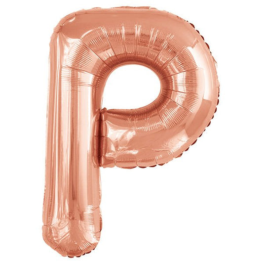 Rose Gold "P" Letter Foil Balloon (86cm) - The Party Marketplace