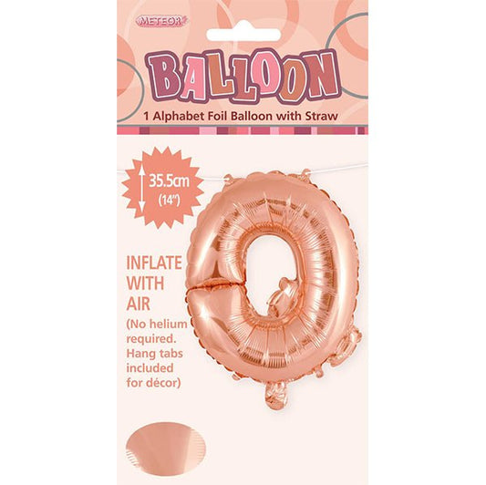 Rose Gold "Q" Letter Foil Balloon (35cm) - The Party Marketplace