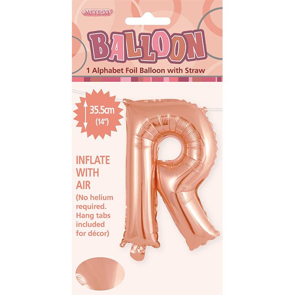 Rose Gold "R" Letter Foil Balloon (35cm) - The Party Marketplace