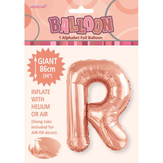 Rose Gold "R" Letter Foil Balloon (86cm) - The Party Marketplace
