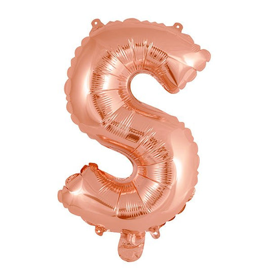 Rose Gold "S" Letter Foil Balloon (35cm) - The Party Marketplace