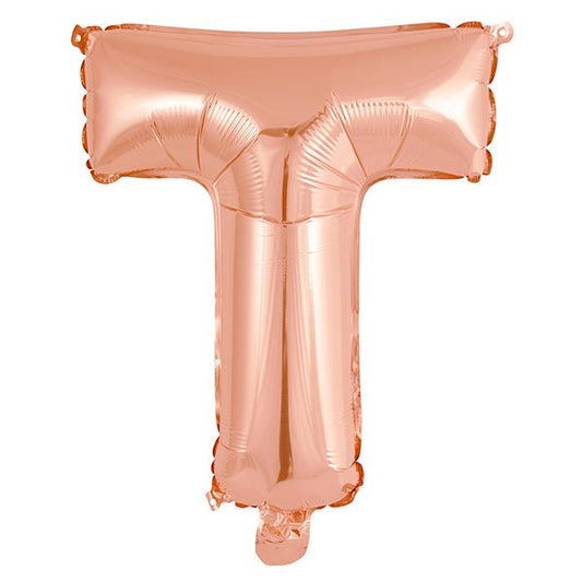 Rose Gold "T" Letter Foil Balloon (35cm) - The Party Marketplace