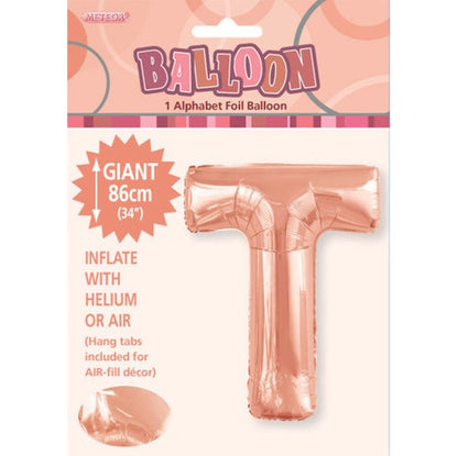 Rose Gold "T" Letter Foil Balloon (86cm) - The Party Marketplace