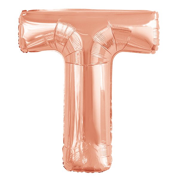 Rose Gold "T" Letter Foil Balloon (86cm) - The Party Marketplace