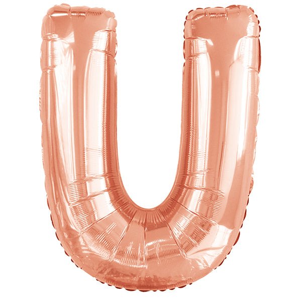 Rose Gold "U" Letter Foil Balloon (86cm) - The Party Marketplace