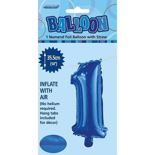 Royal Blue "1" Numeral Foil Balloon (35cm) - The Party Marketplace