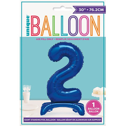 Royal Blue "2" Giant Standing Numeral Foil Balloon (76cm) - The Party Marketplace
