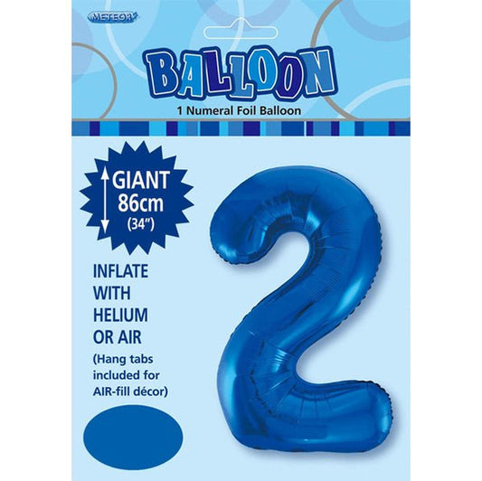 Royal Blue "2" Numeral Foil Balloon (86cm) - The Party Marketplace