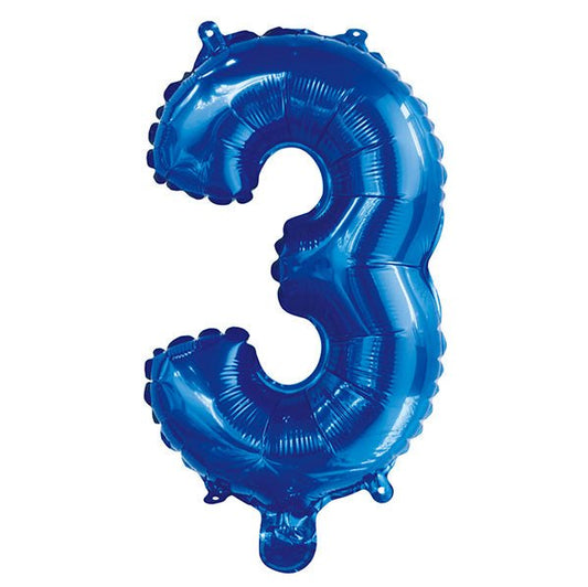 Royal Blue "3" Numeral Foil Balloon (35cm) - The Party Marketplace