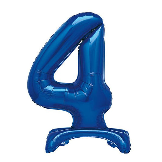 Royal Blue "4" Giant Standing Numeral Foil Balloon (76cm) - The Party Marketplace