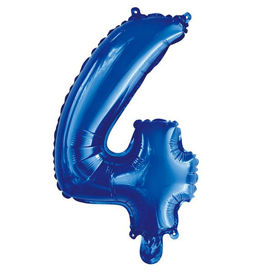 Royal Blue "4" Numeral Foil Balloon (35cm) - The Party Marketplace