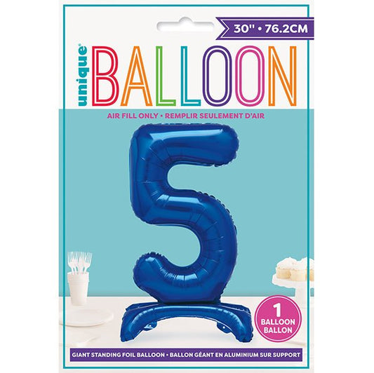 Royal Blue "5" Giant Standing Numeral Foil Balloon (76cm) - The Party Marketplace