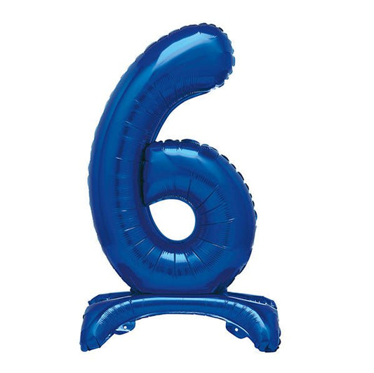 Royal Blue "6" Giant Standing Numeral Foil Balloon (76cm) - The Party Marketplace