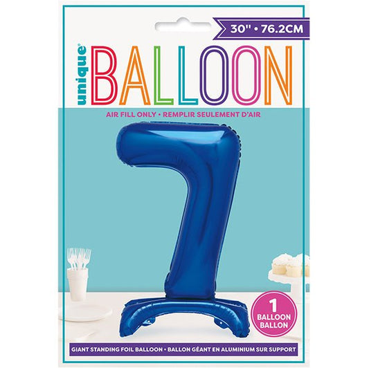 Royal Blue "7" Giant Standing Numeral Foil Balloon (76cm) - The Party Marketplace