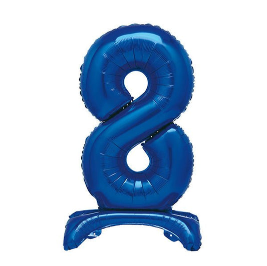 Royal Blue "8" Giant Standing Numeral Foil Balloon (76cm) - The Party Marketplace