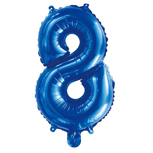 Royal Blue "8" Numeral Foil Balloon (35cm) - The Party Marketplace