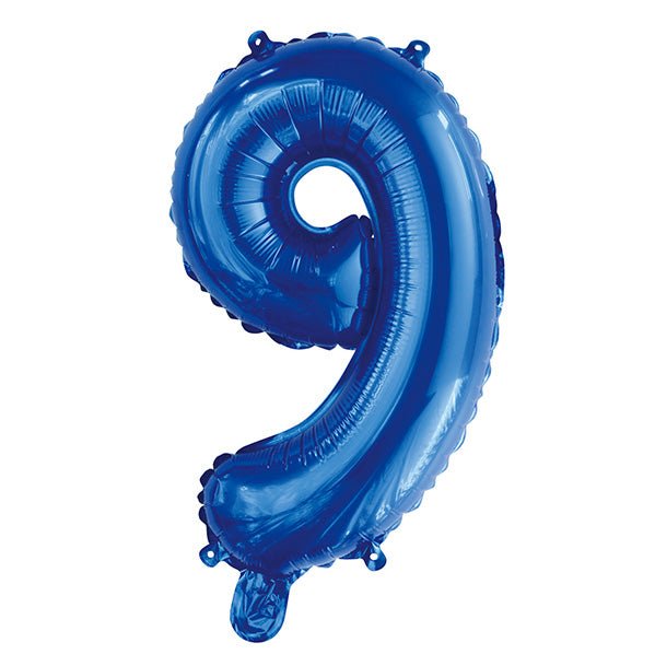 Royal Blue "9" Numeral Foil Balloon (35cm) - The Party Marketplace