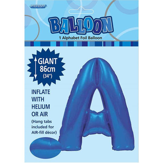 Royal Blue "A" Letter Foil Balloon (86cm) - The Party Marketplace