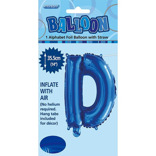 Royal Blue "D" Letter Foil Balloon (35cm) - The Party Marketplace