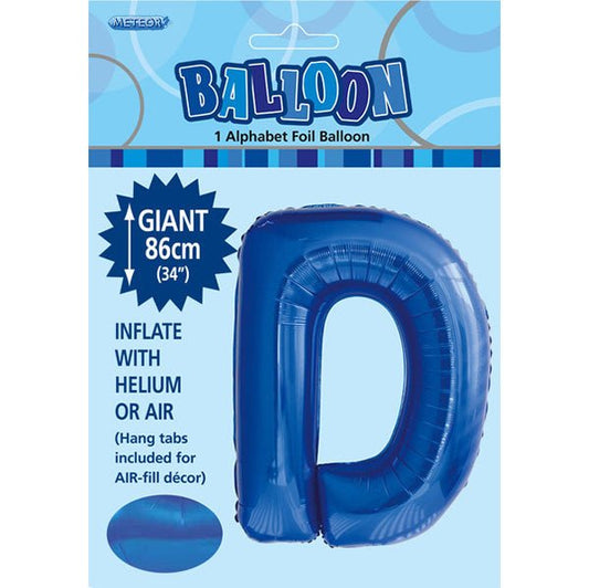 Royal Blue "D" Letter Foil Balloon (86cm) - The Party Marketplace