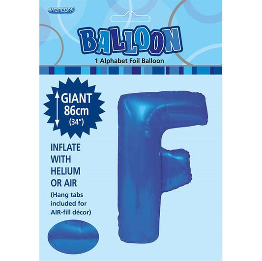 Royal Blue "F" Letter Foil Balloon (86cm) - The Party Marketplace