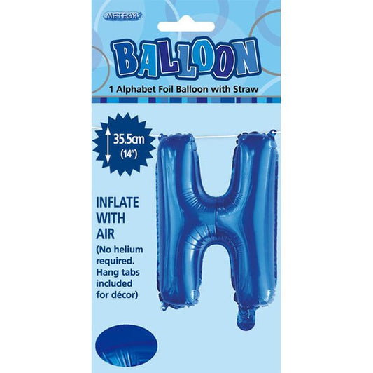 Royal Blue "H" Letter Foil Balloon (35cm) - The Party Marketplace
