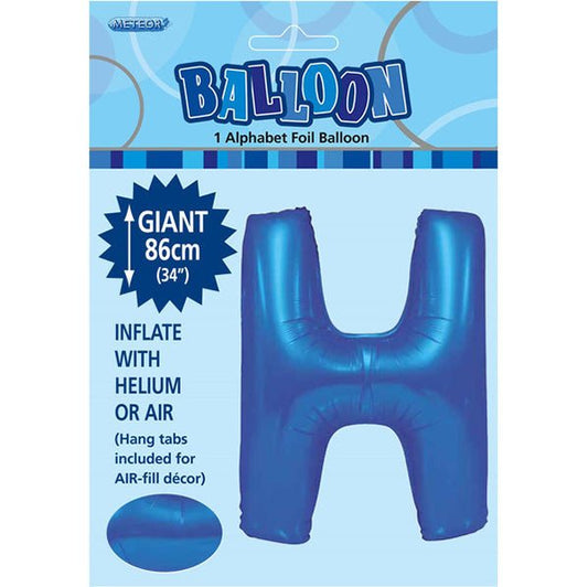 Royal Blue "H" Letter Foil Balloon (86cm) - The Party Marketplace