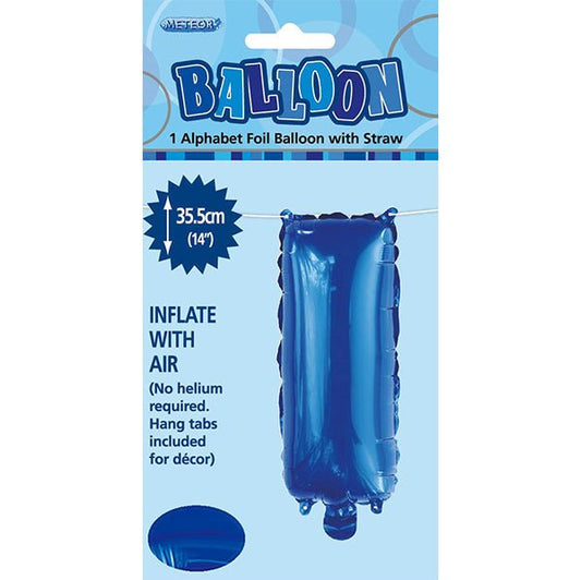 Royal Blue "I" Letter Foil Balloon (35cm) - The Party Marketplace